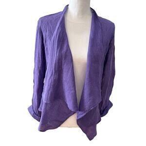 Linnea Swedish Inspired USA Made Open Front Linen Top Amethyst M